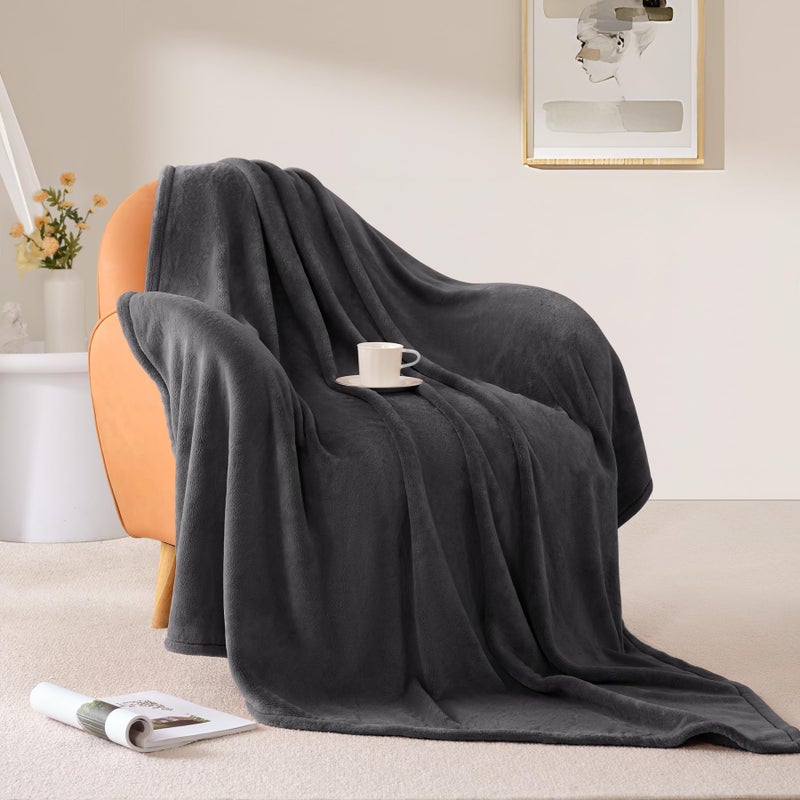 BEAUTEX Fleece Throw Blanket for Couch Sofa or Bed Throw Size, Soft Fuzzy Plush , Luxury Flannel Lap Blanket, Super Cozy and Comfy for All Seasons (Graphite, 50" x 60") - Image 4